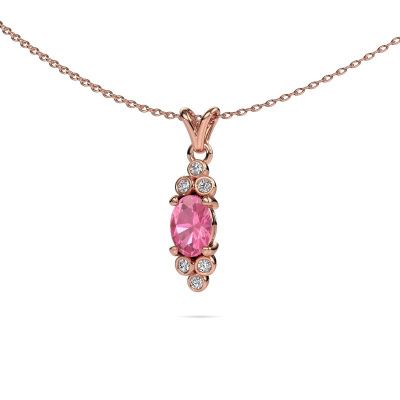 Hanger Lucy 2 585 rosé goud roze saffier 7x5 mm