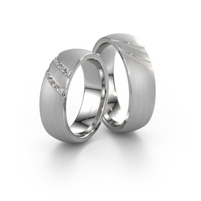 Eheringe set WH2015LM26BM ±6x2 mm 14 Karat Weißgold Diamant 0.02 crt