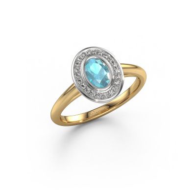 Engagement ring Noud 1 OVL 585 gold blue topaz 6x4 mm