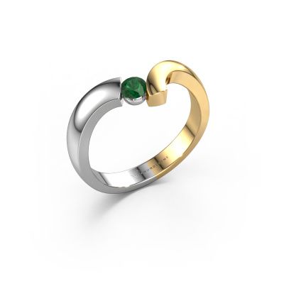 Ring Arda 585 witgoud smaragd 3.4 mm