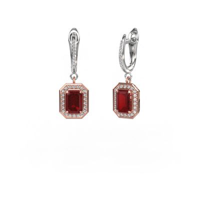 Pendants d'oreilles Dodie 2 585 or rose rubis 6.5x4.5 mm