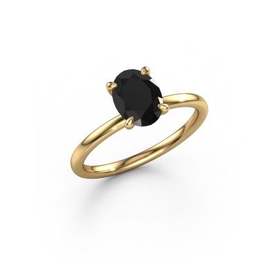 Bague de fiançailles Crystal OVL 1 585 or jaune diamant noir 1.40 crt