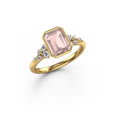 Engagement ring Aliyah EME 585 gold morganite champagne 8x6 mm