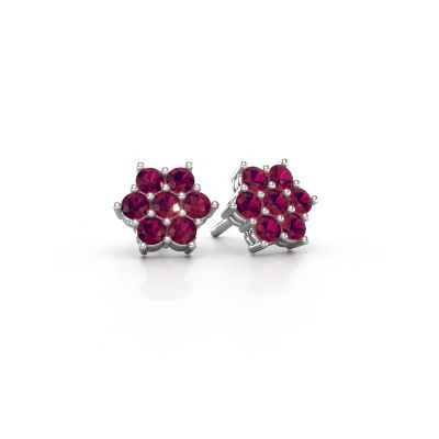 Stud earrings Bonita 950 platinum rhodolite 2.4 mm