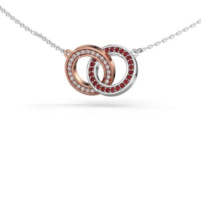 Necklace Circles 2 585 rose gold ruby 1 mm