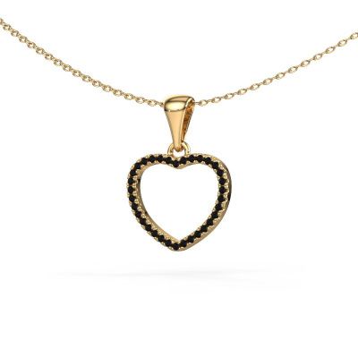 Pendant Heart 6 585 gold black diamond 0.204 crt