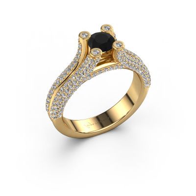 Bague de fiançailles Stefanie 2 585 or jaune diamant noir 1.60 crt