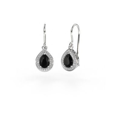 Pendants d'oreilles Beverlee 1 585 or blanc diamant noir 2.11 crt