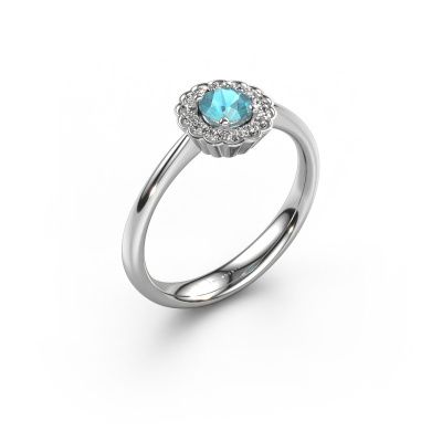Engagement ring Debi 585 white gold blue topaz 4.2 mm
