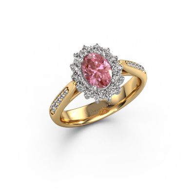 Engagement ring Margien 2 585 gold pink lab grown diamond 7x5 mm