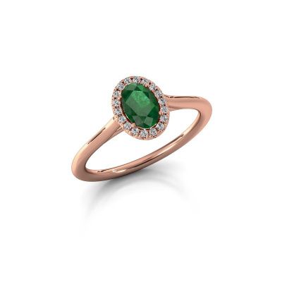 Engagement ring Seline ovl 1 585 rose gold emerald 6x4 mm