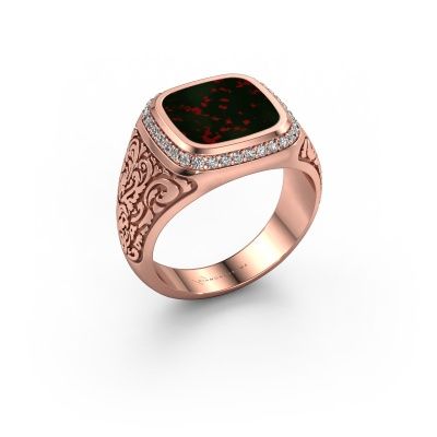 Men's ring Jesse 3 585 rose gold bloodstone 10x10 mm