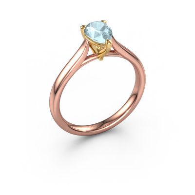 Verlobungsring Mignon per 1 585 Roségold Aquamarin 7x5 mm
