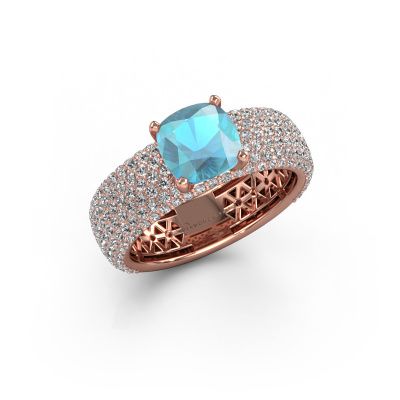 Bague de fiançailles Darcy 585 or rose topaze bleue 7 mm