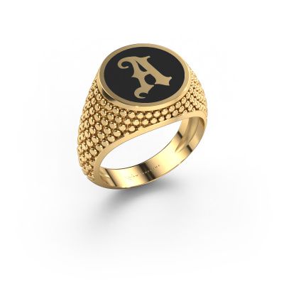 Monogram ring Zachary 585 gold black enamel