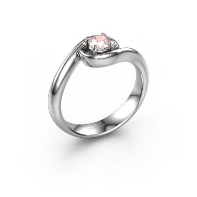 Engagement ring Linn 950 platinum morganite champagne 4.2 mm