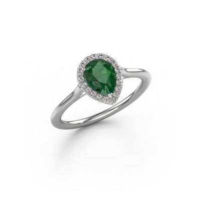 Verlobungsring Seline per 1 950 Platin Smaragd 7x5 mm