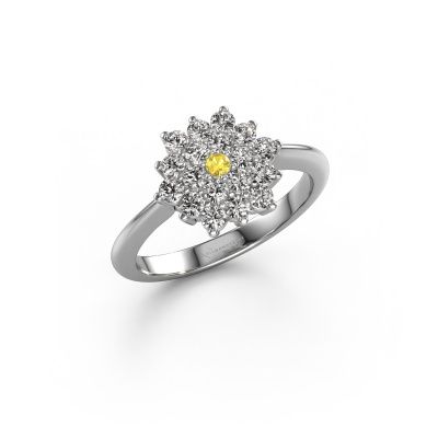 Engagement ring Vickey 585 white gold yellow sapphire 2 mm