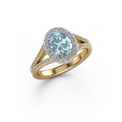 Engagement ring Verla ovl 2 585 gold blue lab grown diamond 8x6 mm