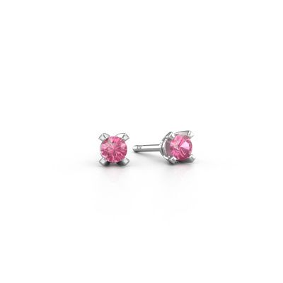 Clous d'oreilles Isa 585 or blanc saphir rose 5 mm