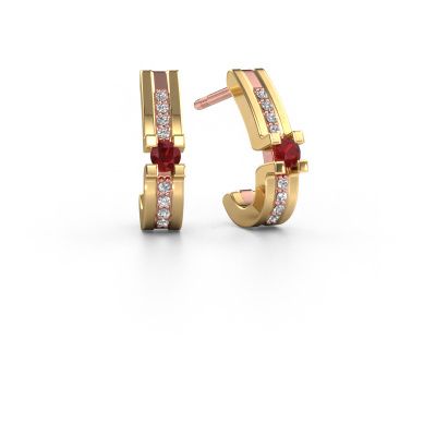 Boucles d'oreilles Myrthe 585 or rose rubis 2.5 mm