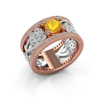 Ring Severine 585 rosé goud citrien 6 mm