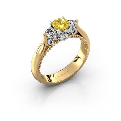 Verlovingsring Tiffani 585 goud gele saffier 5 mm