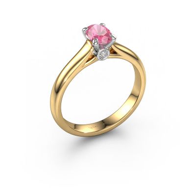 Bague de fiançailles Valorie ovl 1 585 or jaune saphir rose 6.5x4.5 mm