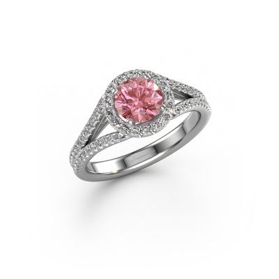 Engagement ring Verla rnd 2 950 platinum pink lab grown diamond 6.5 mm