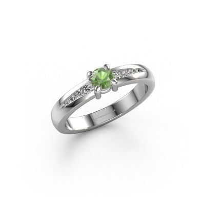 Verlobungsring Zohra 585 Weißgold Turmalin grün 4 mm
