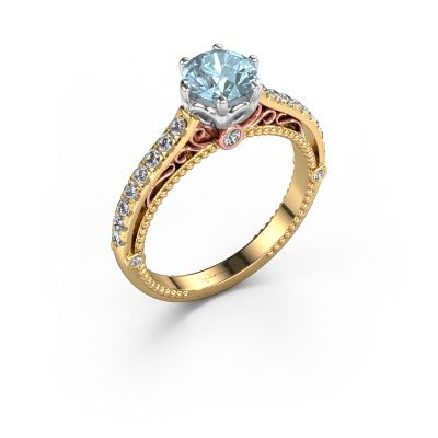 Engagement ring Venita 585 gold blue lab grown diamond 6.5 mm