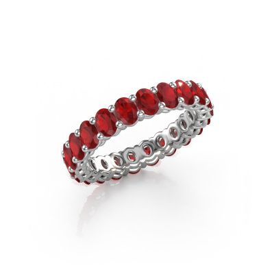 Stackable ring Heddy OVL 3x4 585 white gold ruby 4x3 mm