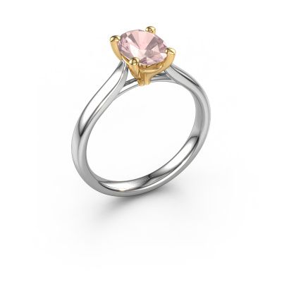 Engagement ring Mignon ovl 1 585 white gold morganite champagne 8x6 mm