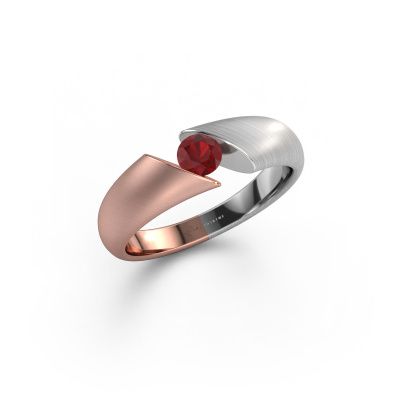 Bague de fiançailles Hojalien 1 585 or rose rubis 4 mm