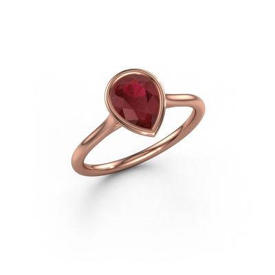 Engagement ring Lavon Per 585 rose gold ruby 8x6 mm