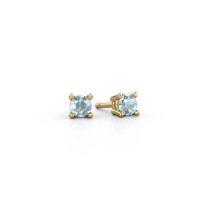 Clous d'oreilles Jannette 585 or jaune aigue-marine 4 mm