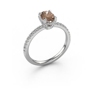 Engagement ring Saskia 1 ovl 950 platinum brown diamond 0.98 crt