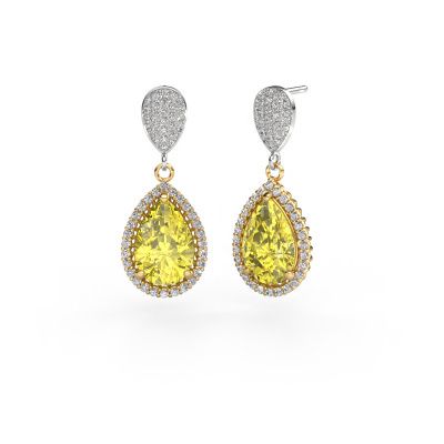Drop earrings Tilly per 2 585 gold yellow lab grown diamond 12x8 mm