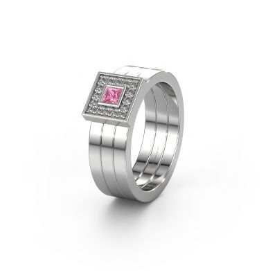 Wedding ring WH2104L 950 platinum pink sapphire ±0.24x0.11in
