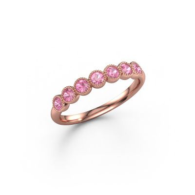 Ring Mariam half 585 rose gold pink sapphire 2.4 mm