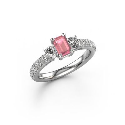Engagement ring Marielle EME 950 platinum tourmaline pink 6x4 mm