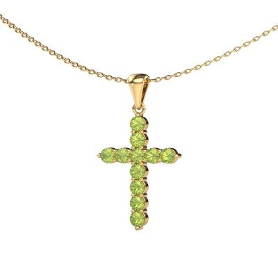 Pendentif Cross 585 or jaune péridot 2.5 mm