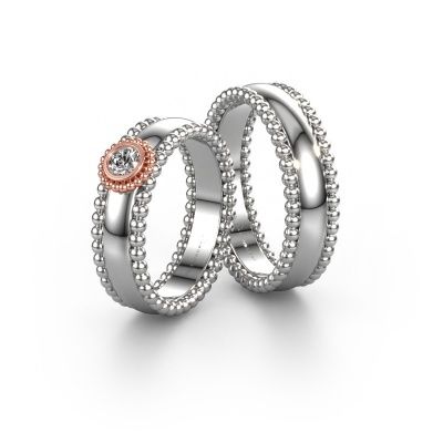 Alliances set WH3053LM16A ±6x1.7 mm 14 Carat or blanc diamant 0.18 crt