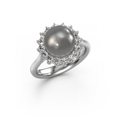Ring Akiko 950 Platin Grau Perl 8 mm