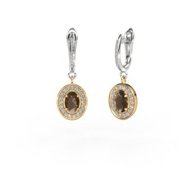 Drop earrings Layne 2 585 gold smokey quartz 7x5 mm