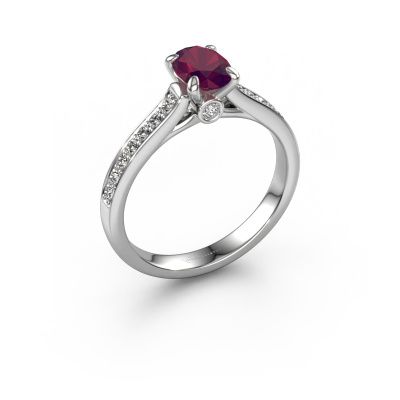 Engagement ring Valorie ovl 2 585 white gold rhodolite 7x5 mm