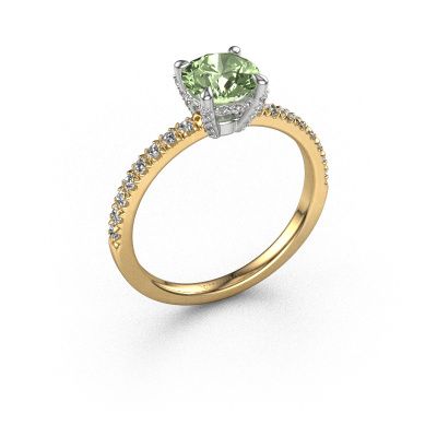 Engagement ring Saskia rnd 1 585 gold green lab grown diamond 6.5 mm