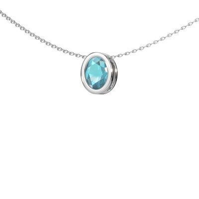 Anhänger Lavon OVL 585 Weißgold Blau Topas 7,5x5,5 mm