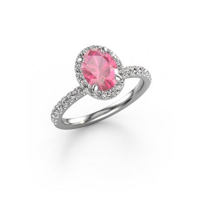 Engagement ring Miranda OVL 950 platinum pink sapphire 8x6 mm