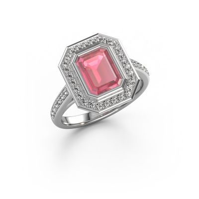 Engagement ring Noud 2 EME 950 platinum tourmaline pink 8x6 mm